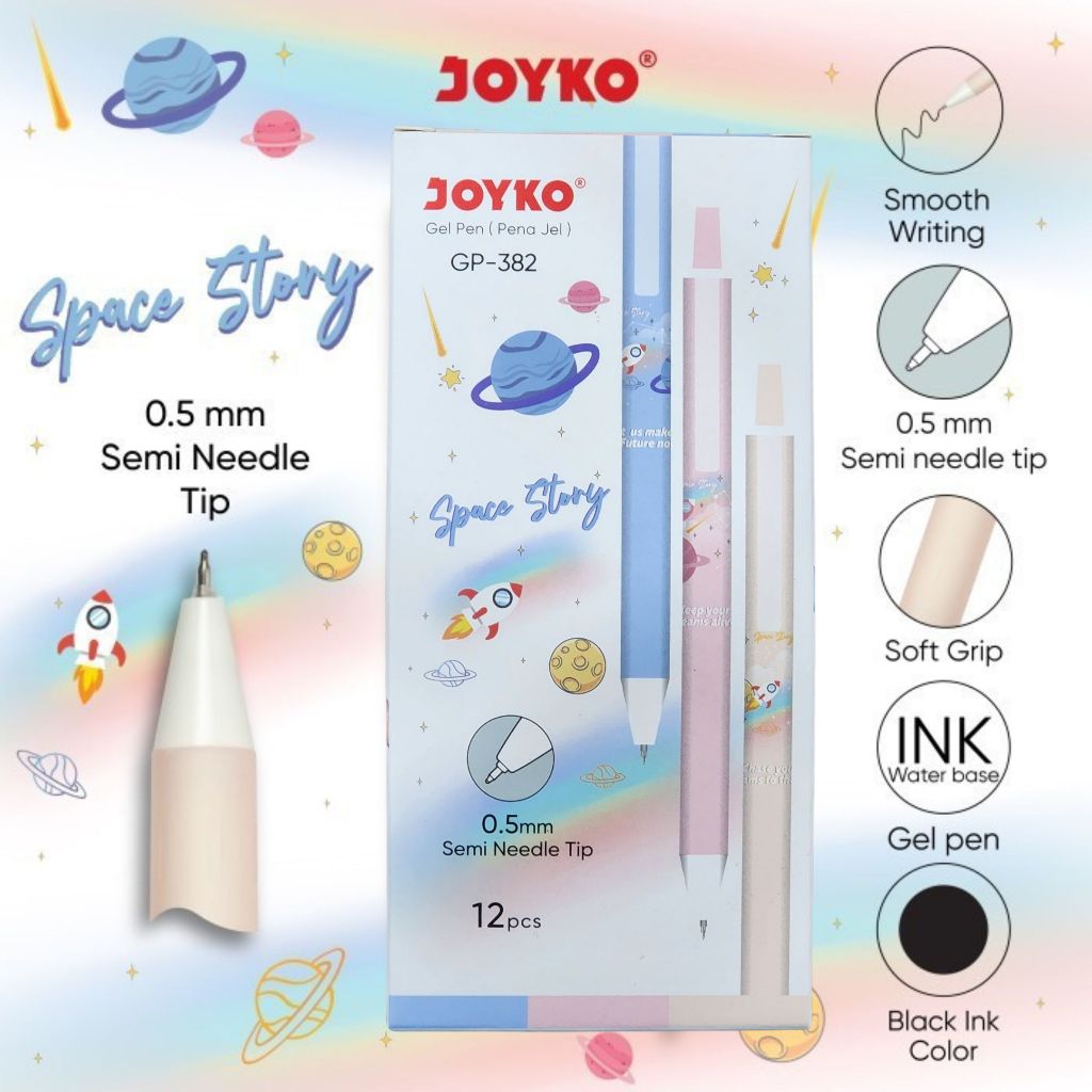 

1 LSN / 12 Pcs Gel Pen Pulpen Pena Joyko GP-382 Space Story 0.5 mm