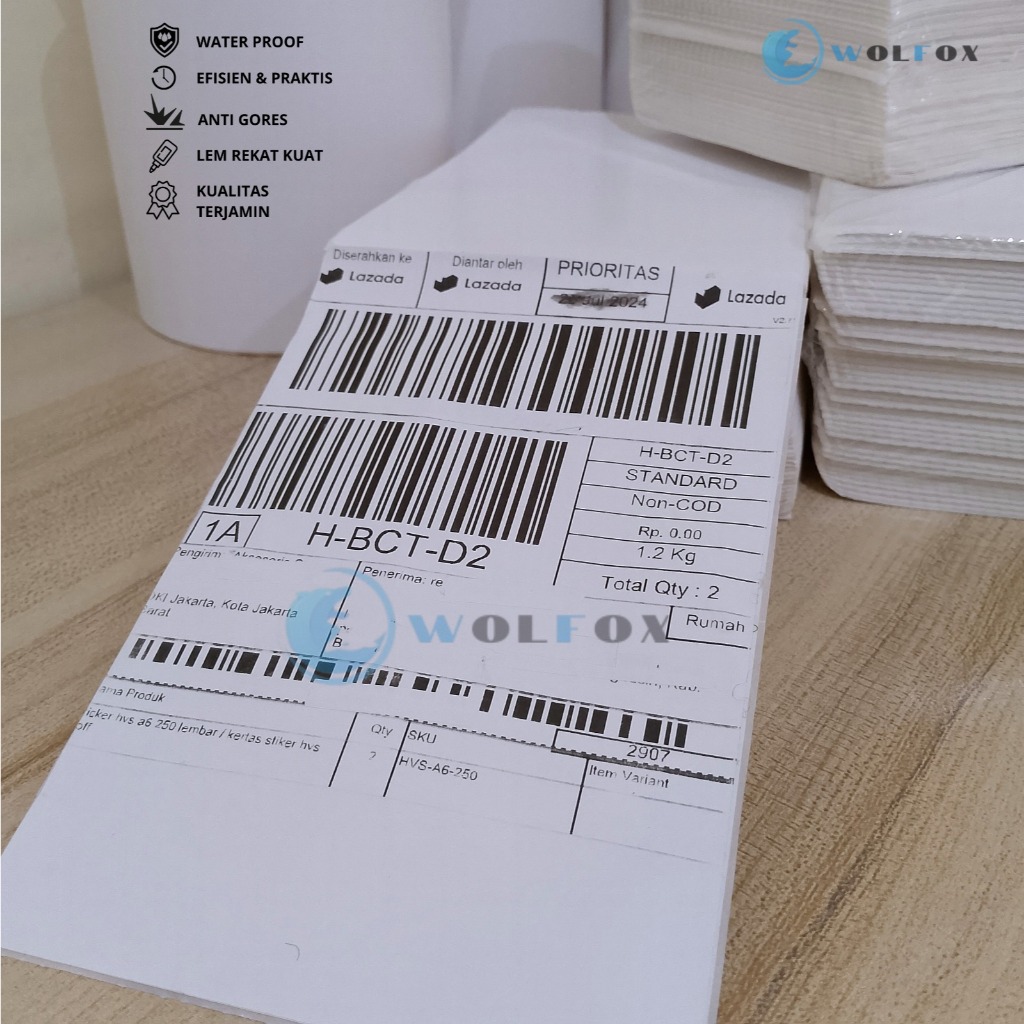 

Ay00! KERTAS THERMAL 100X150 LABEL STICKER BARCODE 500 PCS FOLD