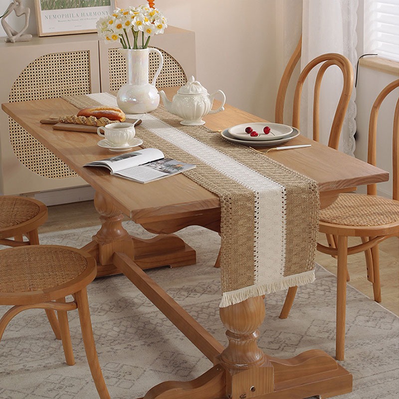 Tamu Rajut Simple Premium Scandinavian Table Runner Nordic Taplak Meja Makan Meja Panjang Bahan