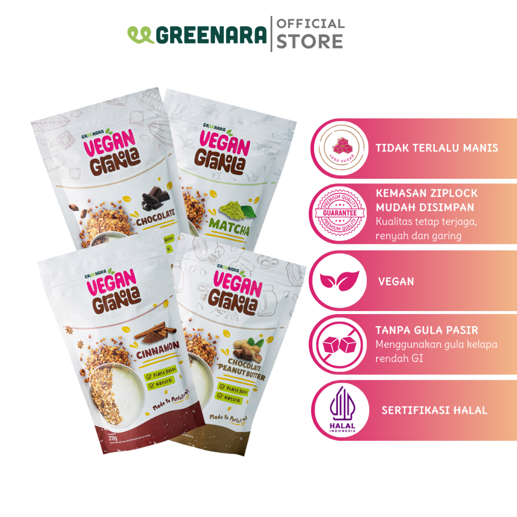

Greenara Vegan Granola / Snack Sehat / Topping Sarapan Sehat