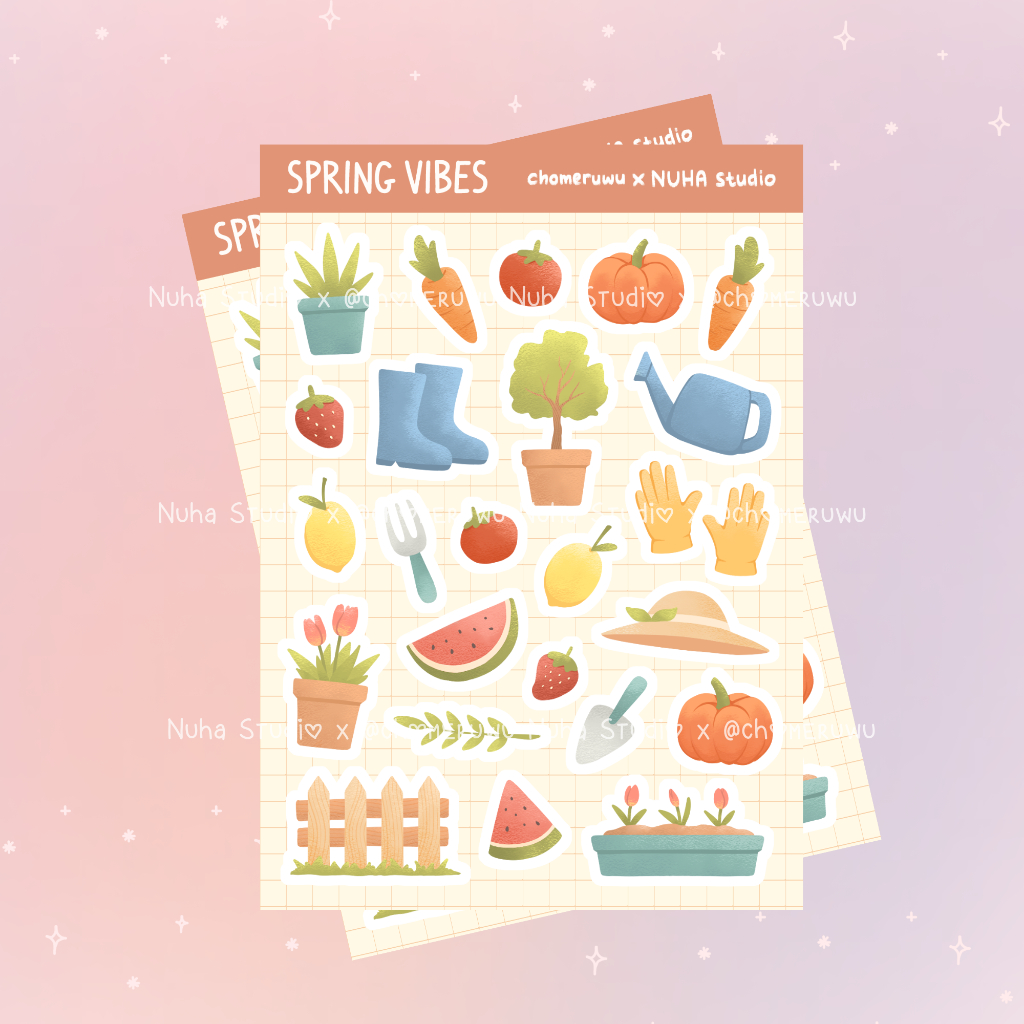 

Sticker by chomeruwu | Spring Vibes Tanaman Berkebun Buah Sayur | Aesthetic Sticker Estetik Stiker HP Laptop Botol Cute Waterproof Scrapbook Diary Journal Bujo Anti