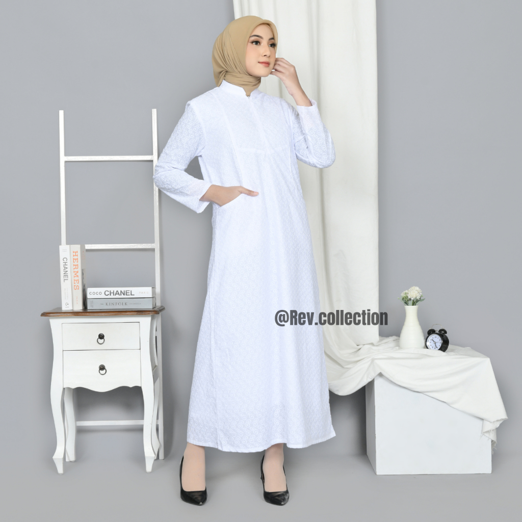 Gamis Umroh Wanita Putih Full Bordir Baju Umroh Wanita Busana Umroh Wanita
