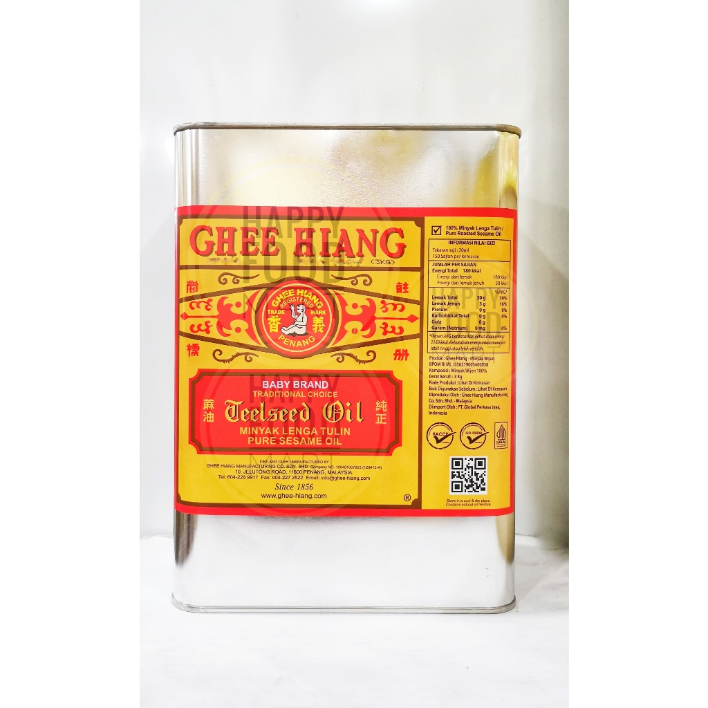 

[BPOM RI] GHEE HIANG BABY BRAND PURE SESAME OIL 3 KG/MINYAK WIJEN JUMBO/GHEE HIANG BABY ANAK/MAKYU/MUAYU BESAR
