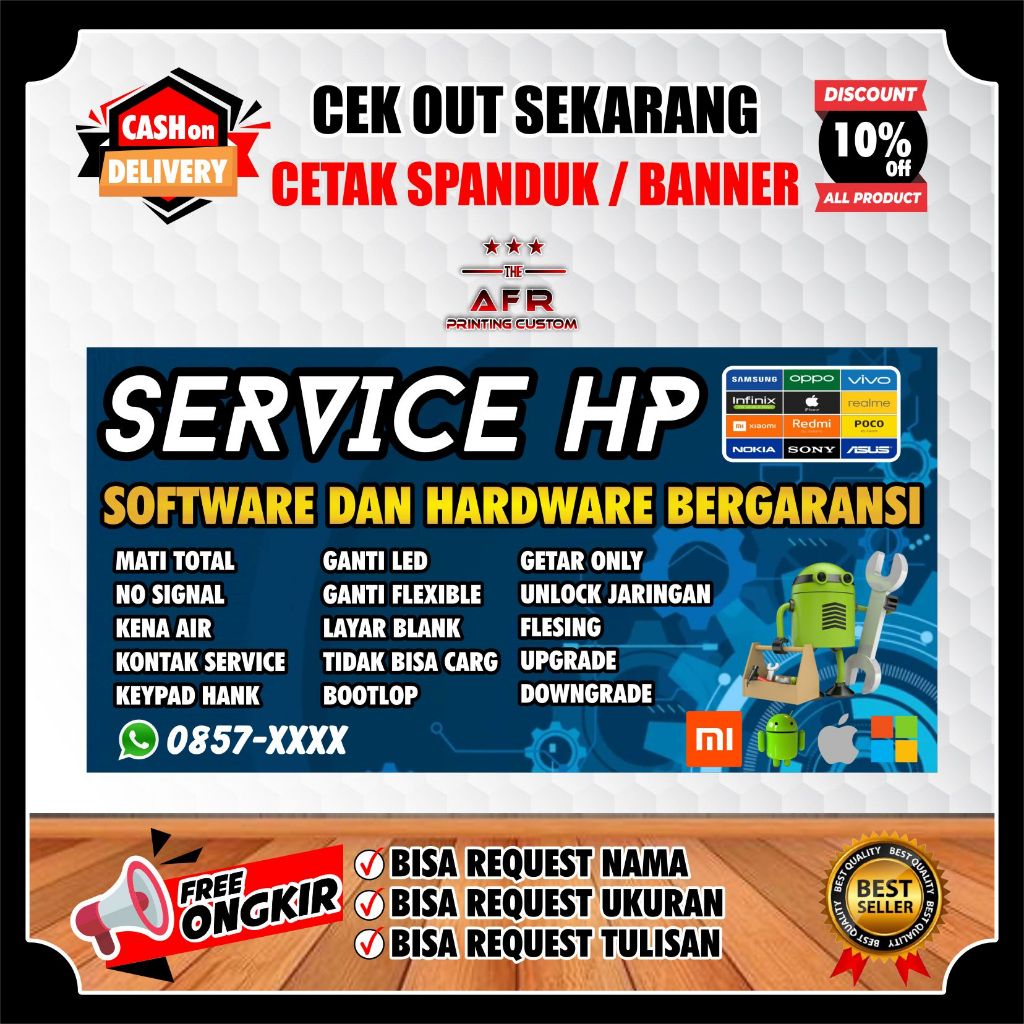 Spanduk Banner Service Hp Android / Banner Jasa Toko Service Handphone Hp