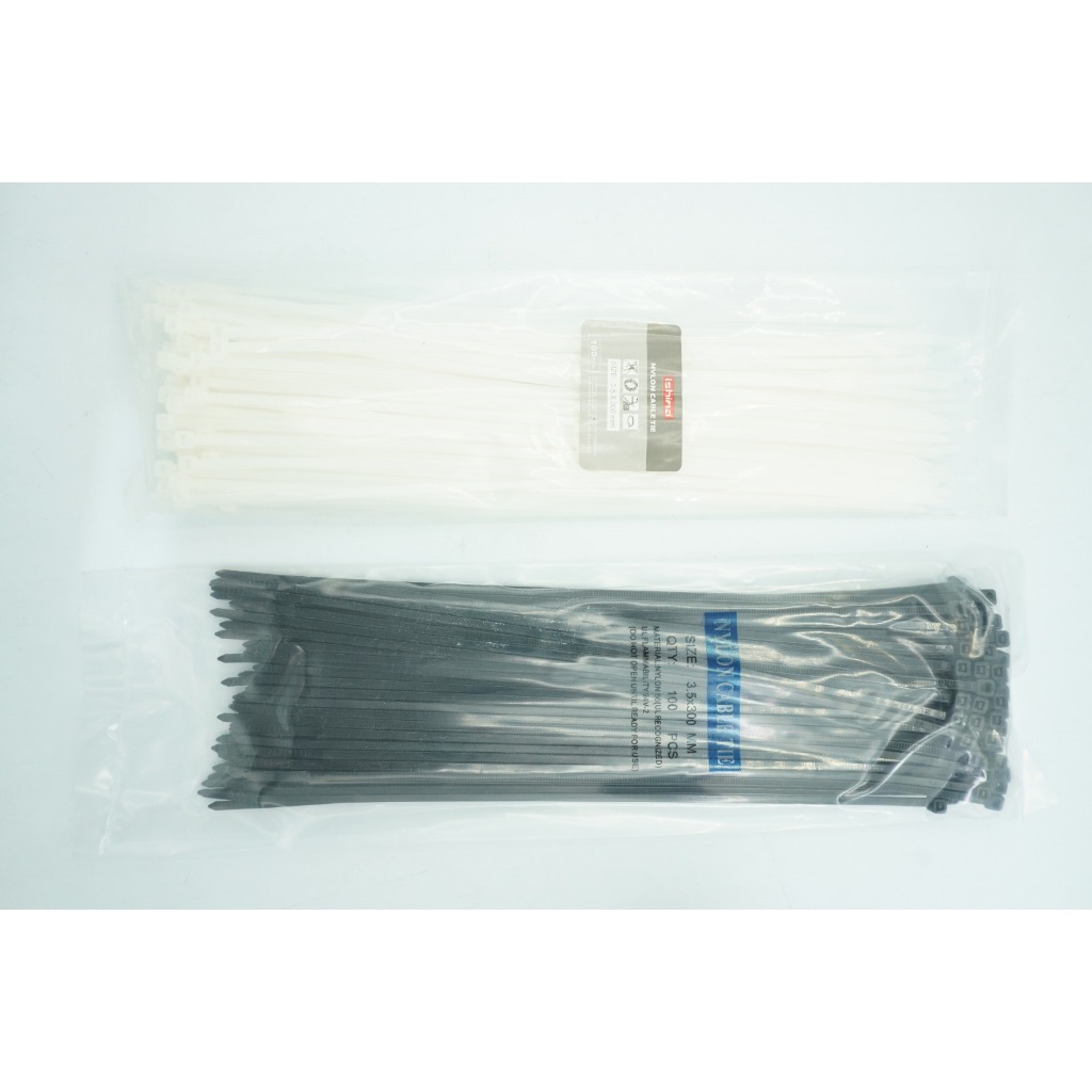

[100 Pcs] Kabel Ties Hitam Putih Ekonomis Murah / Tali Serut / Cable Tie 3.5 x 25 / 30 / 40 cm
