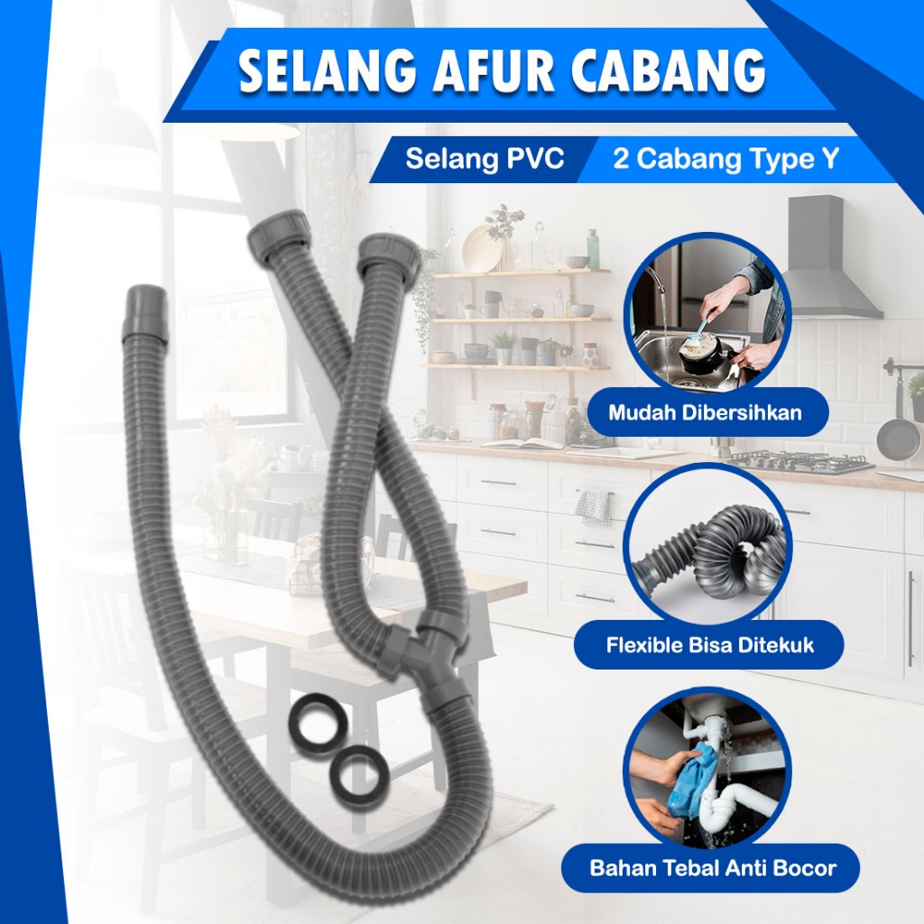 Selang Afur Cabang Type Y – Selang Wastafel 2 Cabang PVC Flexible Selang Sink Pembuangan Air Cuci Pi