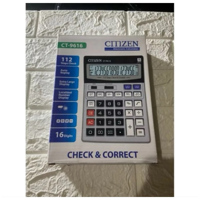 

KALKULATOR BIG LAYAR CITIZEN (CMZEN) CT 9616 / 16 DIGIT CHECK AND CORRECT
