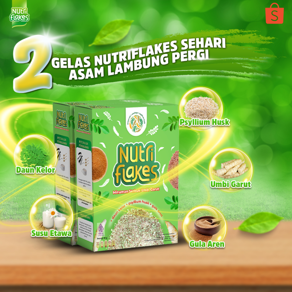 

Nutriflakes Original Sereal Bergizi untuk Maag dan Kesehatan Pencernaan, Terbaik! Paket 2 Box