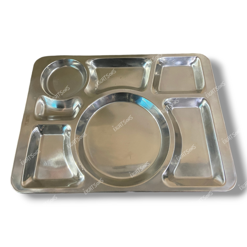 FOOD TRAY Jatah Asli TNI Tebal Piring Nampan Stainless Sekat 7 Ompreng Rumah Sakit Sekat Stainless M