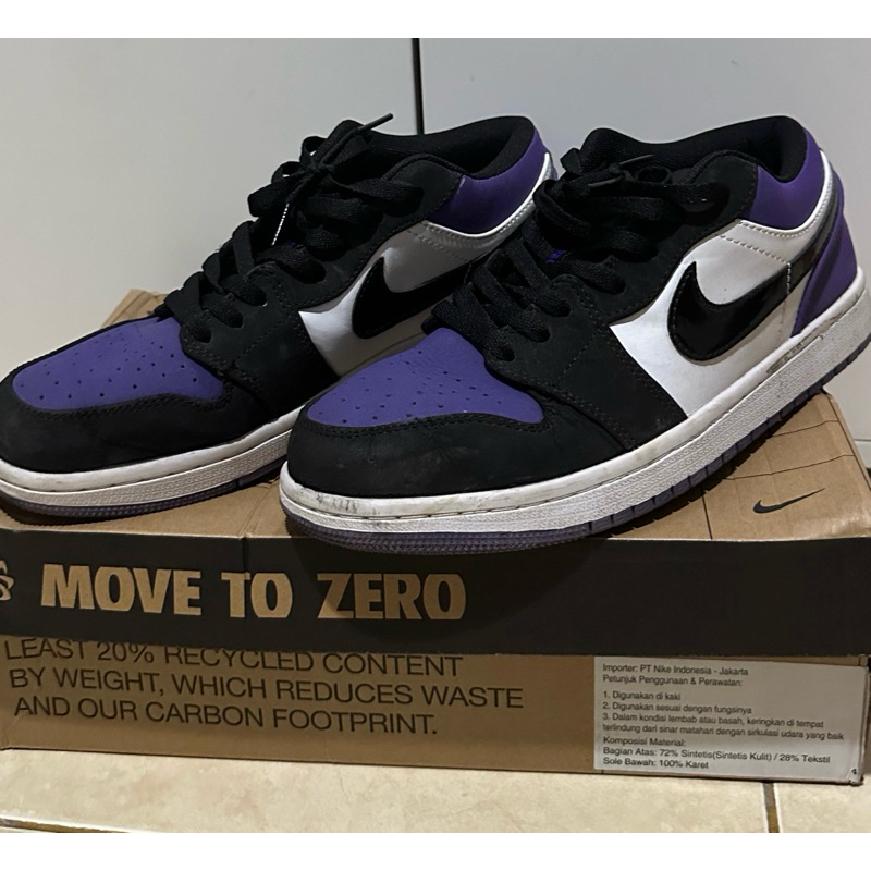 FOR SALE : VERY RARE & HOT ITEM Second Preloved N I K E A.I.R Jordan 1 Low 'Purple Toe'  Size : 41 /