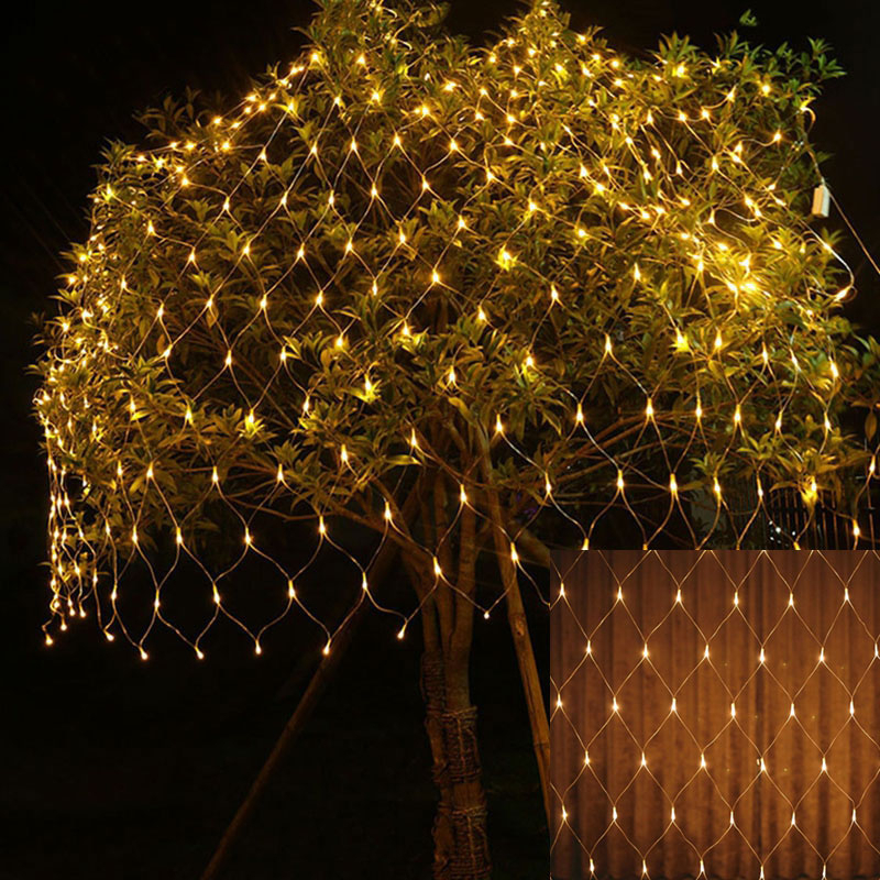 Lampu Jaring Dekorasi ruangan Taman Cafe ukuran 3x2m / Lampu Natal Jala LED Warm White dan RGB