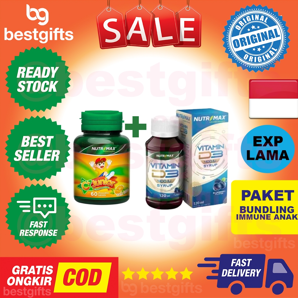 [PAKET BUNDLING] NUTRIMAX C+ C PLUS JUNIOR 60 TABLET + NUTRIMAX VITAMIN D3 400IU SYRUP 120 ML KIDS V