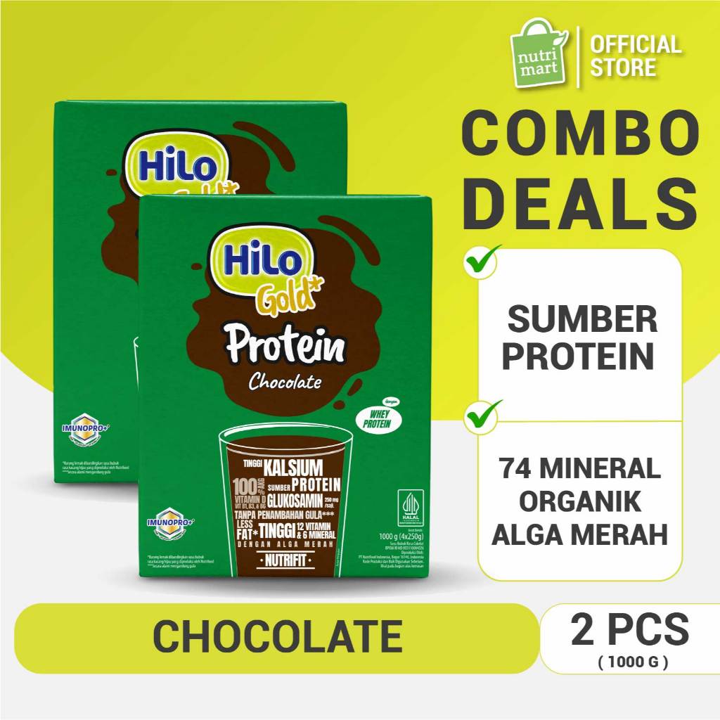 Twin Pack - HiLo Gold Chocolate 1000 gram - Susu Tinggi Kalsium Lebih Rendah Lemak