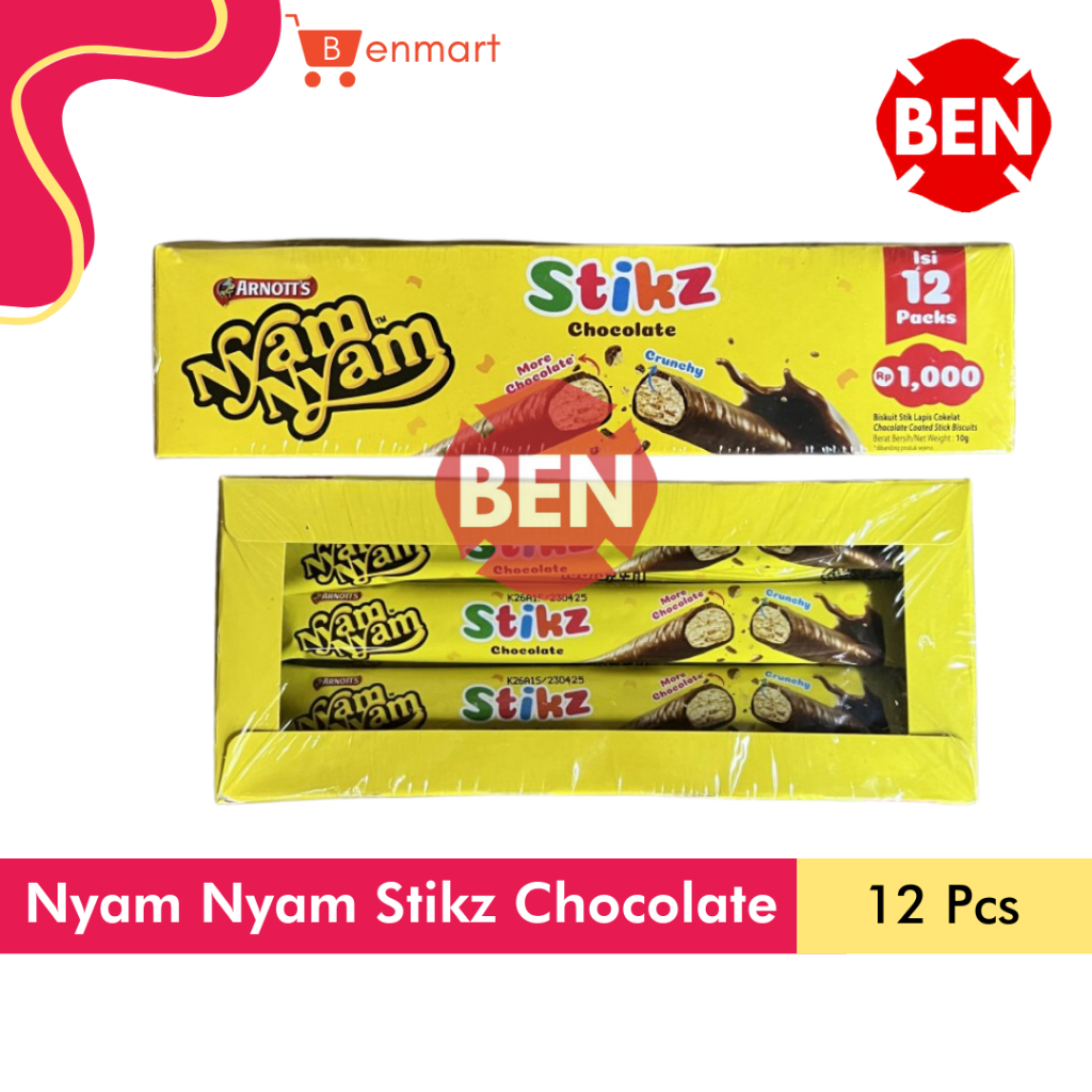 

Nyam Nyam Stikz Chocolate 1 Pak Box 12 Pcs Nyamnyam Biskuit Stick Stik Coklat