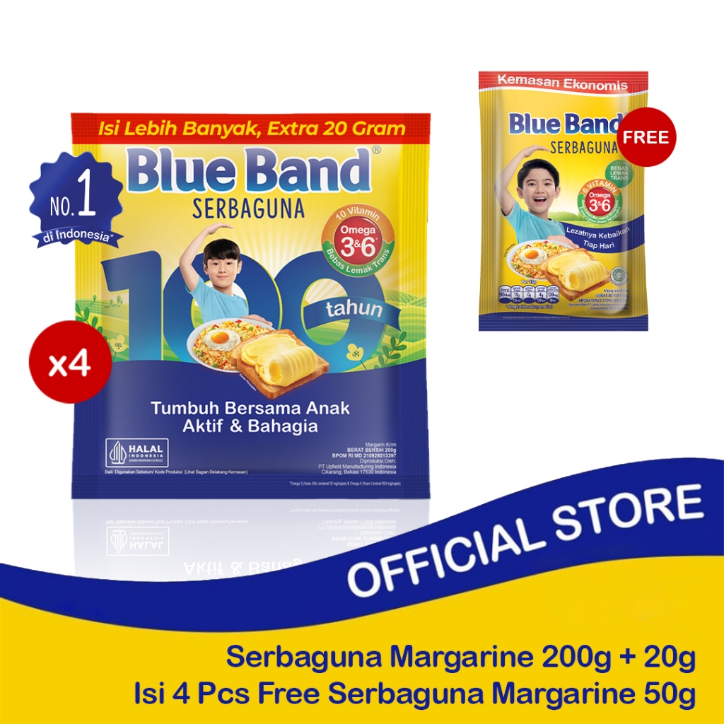 

[Exclusive] Blue Band Serbaguna 200gr+20gr Isi 4 Free Serbaguna 50gr