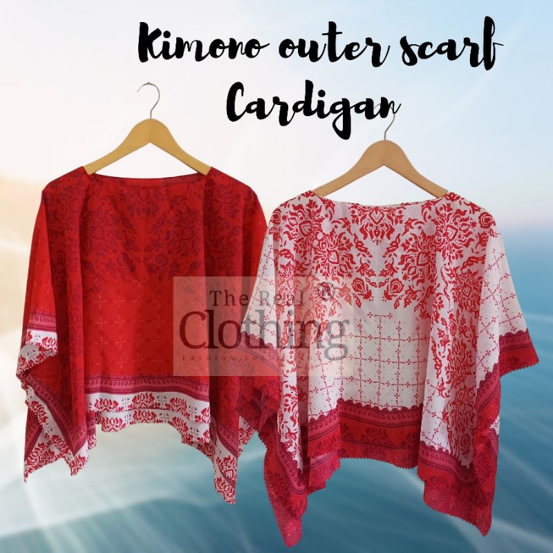 | COD | Kimono Outer Scarft Cardigan Motif Merah Putih/ Batwing Outer Scarft Kardigan Terbaru