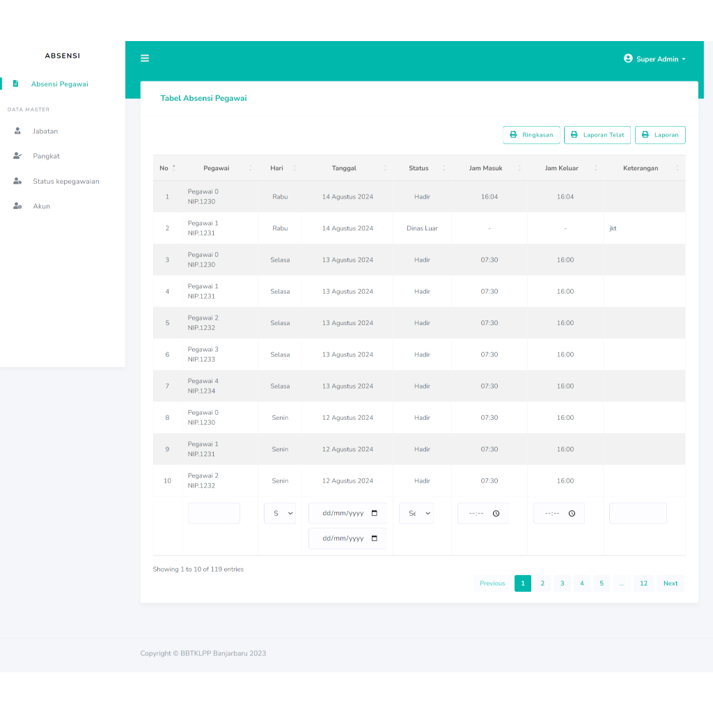 Aplikasi Presensi Pegawai Berbasis Web