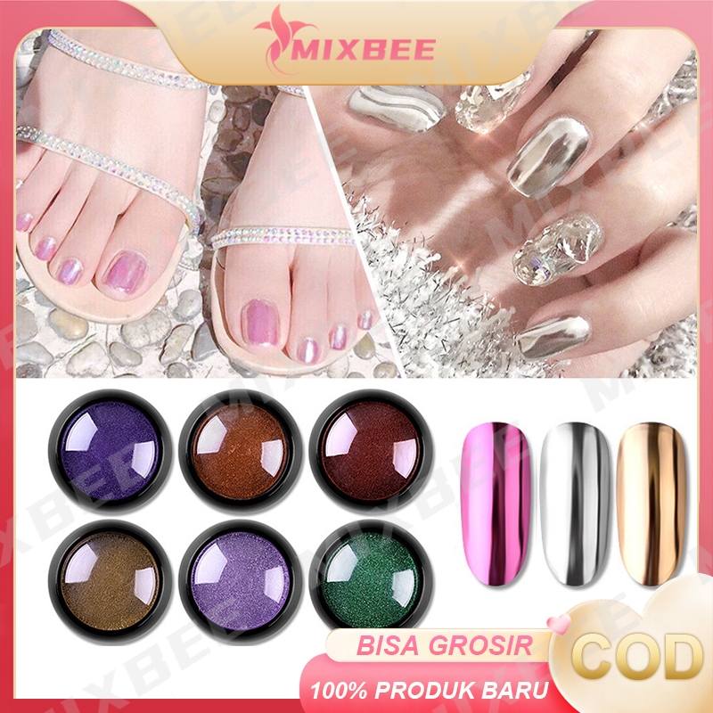 1 Kotak Nail art Solid Chrome Powder Serbuk Glitter Mirror Chrome Powder Aksesoris Kuku/ Bubuk Glitt