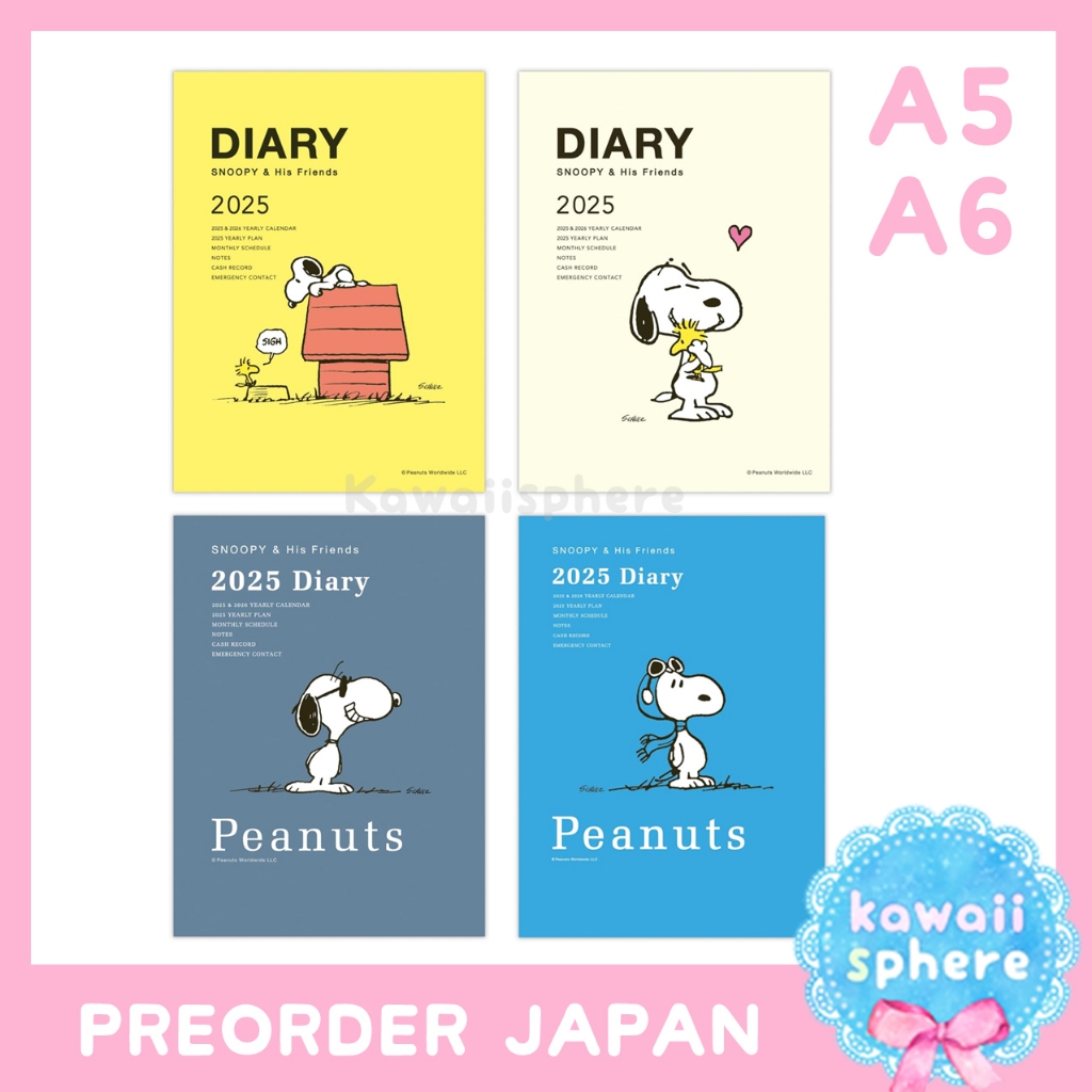 

Snoopy Planner 2025 Size A5 / A6 | Hallmark Monthly Peanuts Planner Diary 2025 | Preorder Japan