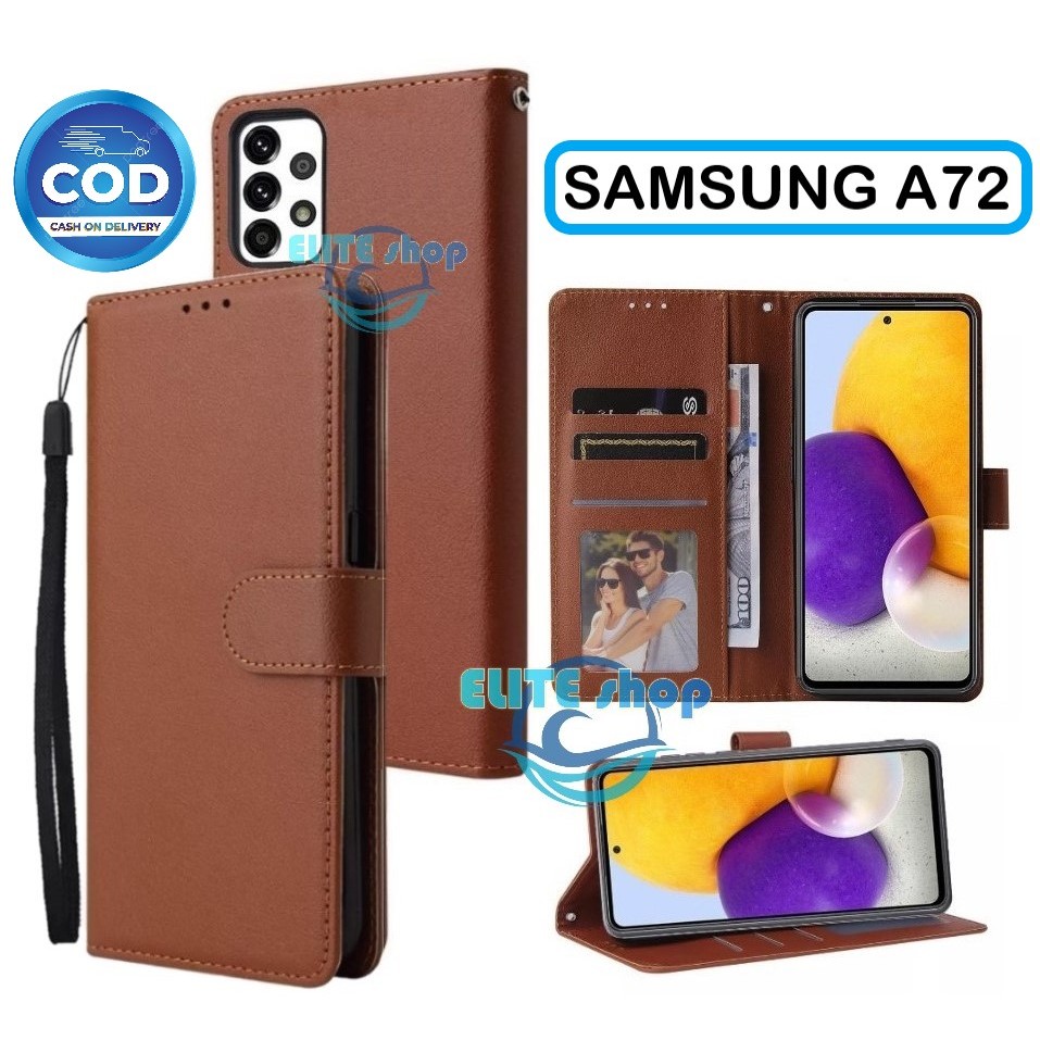 LEATHER CASE FLIP SAMSUNG A72 5G  - FLIP CASE KULIT UNTUK SAMSUNG A72 5G CASING DOMPET