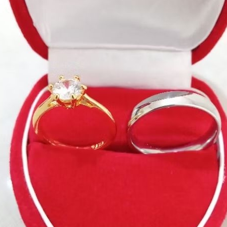 Cincin Couple Kawin Cincin Tunangan Titanium Asli Cincin Anti Karat & Pudar