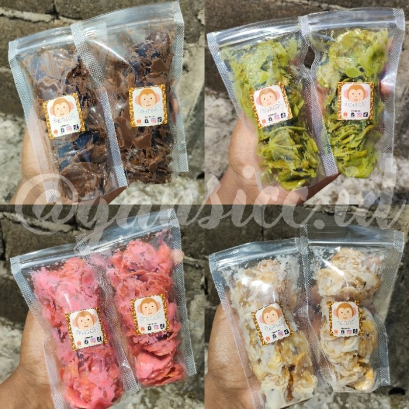 

Keripik Pisang Coklat Lumer - Berat 60gram Pouch Sedang Rasa Coklat Matcha Tiramisu Strawberry