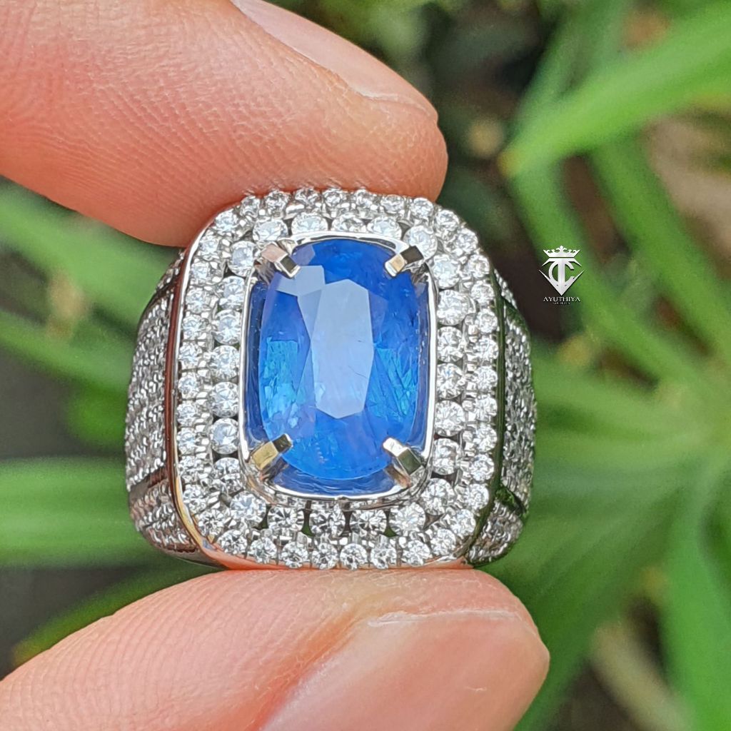 Batu Permata Natural Blue Sapphire Burma Myanmar 4.43 Ct GRI Lab Memo