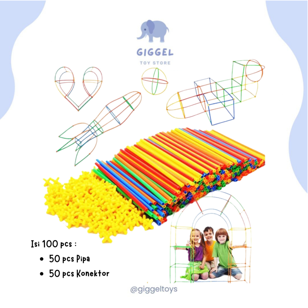 [ Giggel ] MAGIC STRAW 4D Mainan Anak Pipa Puzzle / Magic Straw Ajaib / Mainan Sedotan
