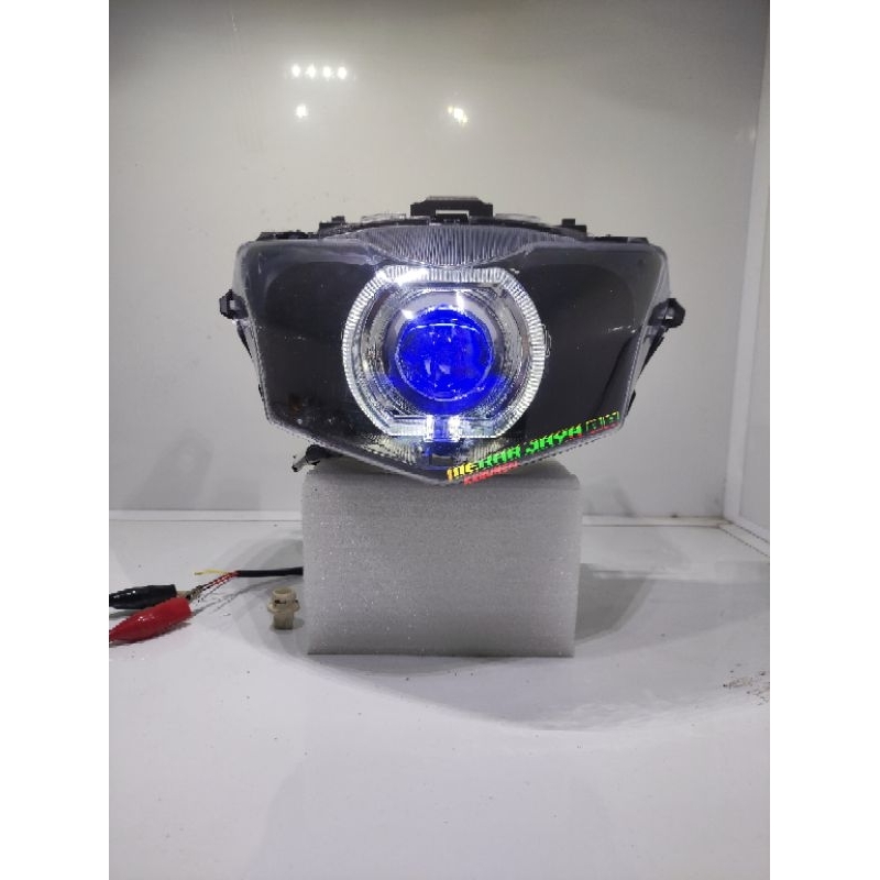 REFLEKTOR LAMPU DEPAN SUPRA X 125 HELM IN FI CUSTOM SEMI ALA ALA BILED 4.5INC