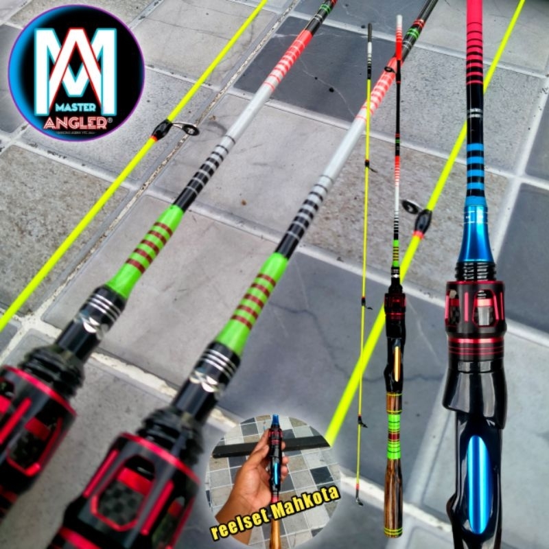 Joran Lentur/ pancing udang / joran fiber solid mahkota reelset