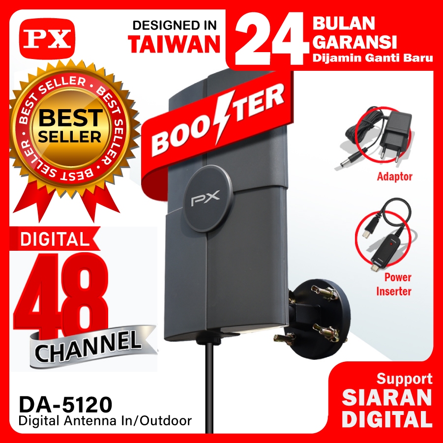 Antena TV In/Outdoor PX DA-5120 Digital TV dengan Booster dan Power Inserter