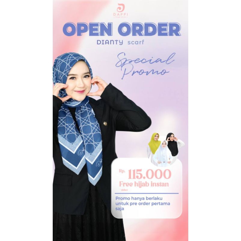 DIANTY SCARF DAFFI HIJAB SEGI EMPAT VOAL PREMIUM DAFFI