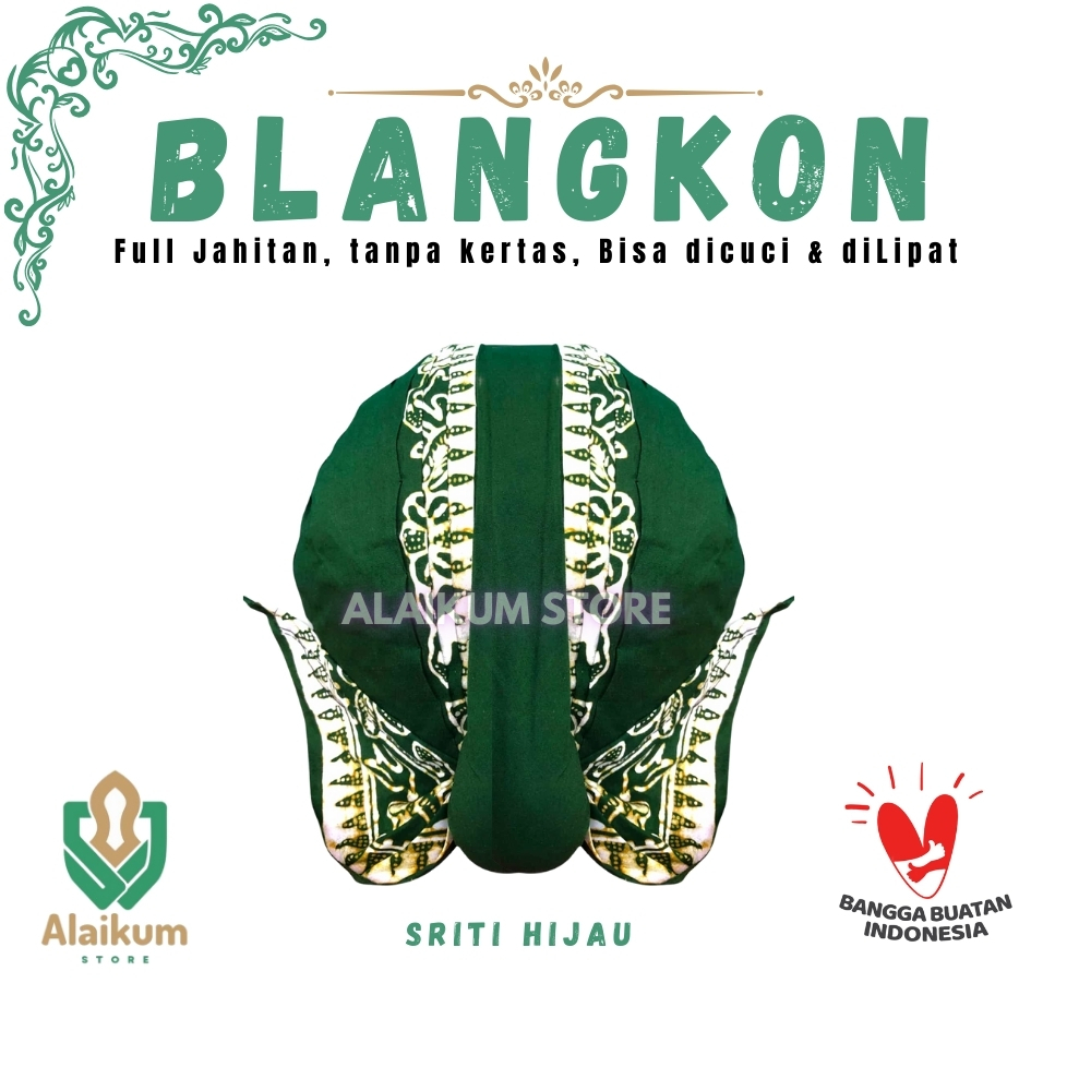 BLANGKON ALUSAN MOTIF SRITI HIJAU | BLANGKON ALUSAN DI JAHITAN |  BLANGKON JOGJA |  BLANGKON TAHAN A