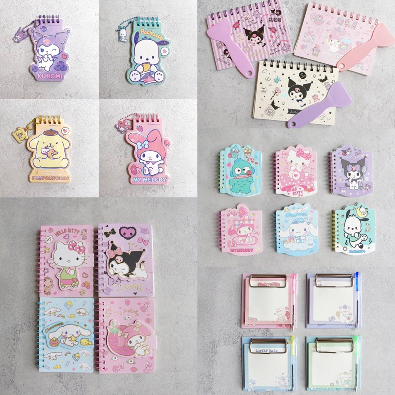

Sanrio Note Book Collection | kuromi my melody pochacco pompompurin | buku tulis catatan mini leather sticker stationery
