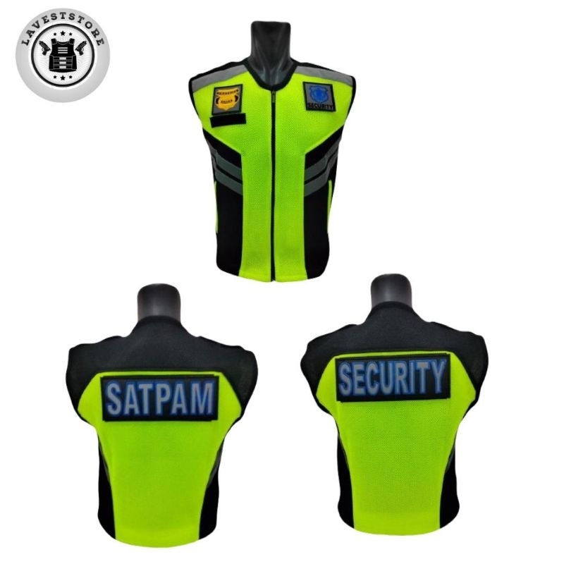 Rompi security satpam terbaru bahan doublemesh tebal logo full bordir