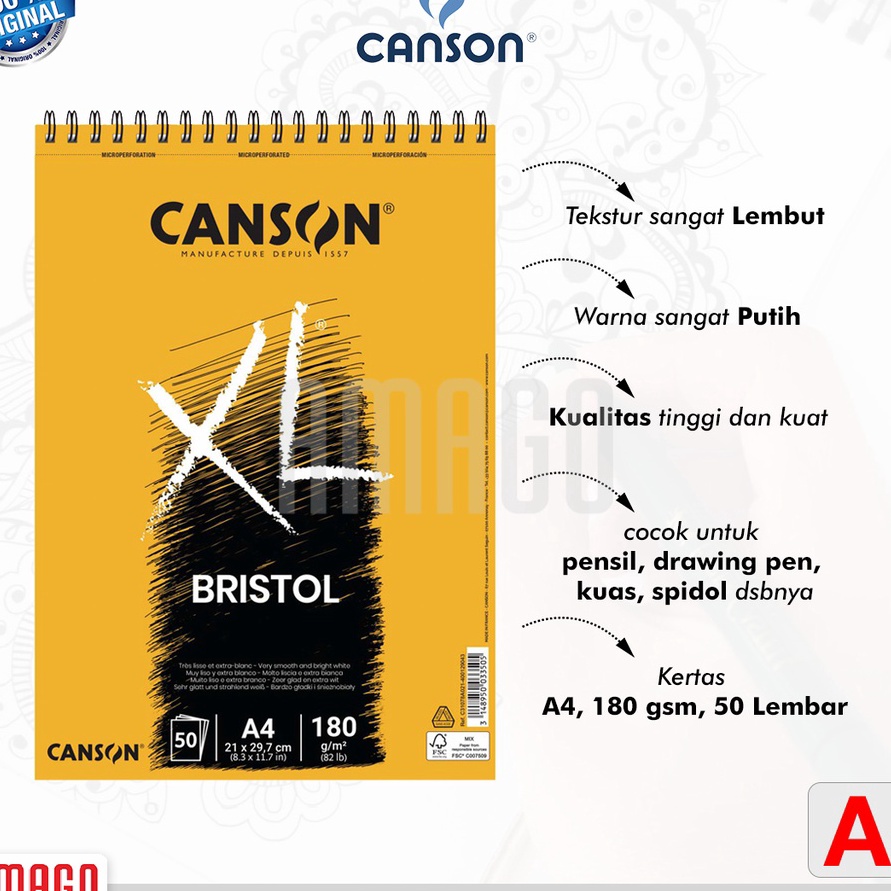 

BURUAN SERBU Buku gambar CANSON XL Bristol 5 sheets A4 size 18 gsm Album