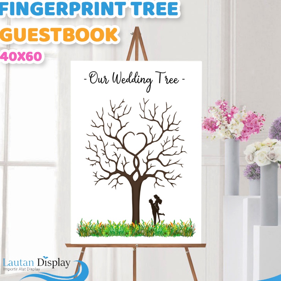 

SPECIAL PROMO Canvas Lukis Wedding Tree Fingerprint Kanvas Guest Book Lukisan Pohon Sidik Jari Buku Tamu Pernikahan Wedding Invitation 4x6 cm Tema Biru Pink Ungu Merah Raiow