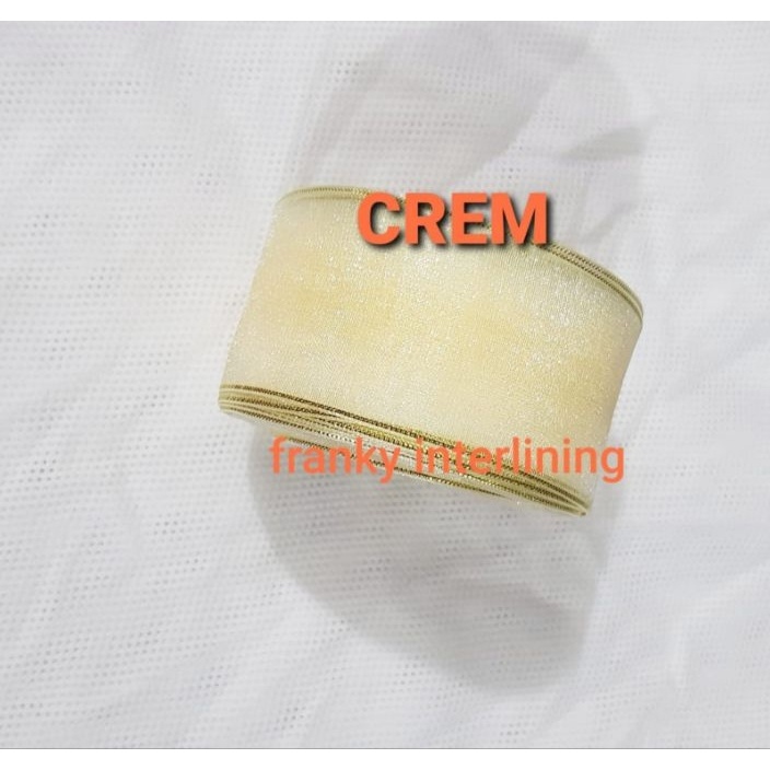 

PRODUK TERBARU Pita Organdi List Gold Lebar 4cm 15 Isi 18meter Per Roll