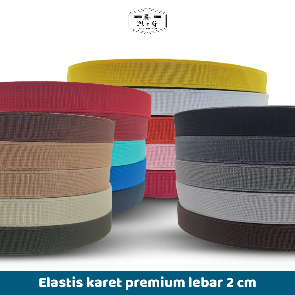 Elastis karet premium lebar 2 cm (Roll) ketebalan 1.4mm