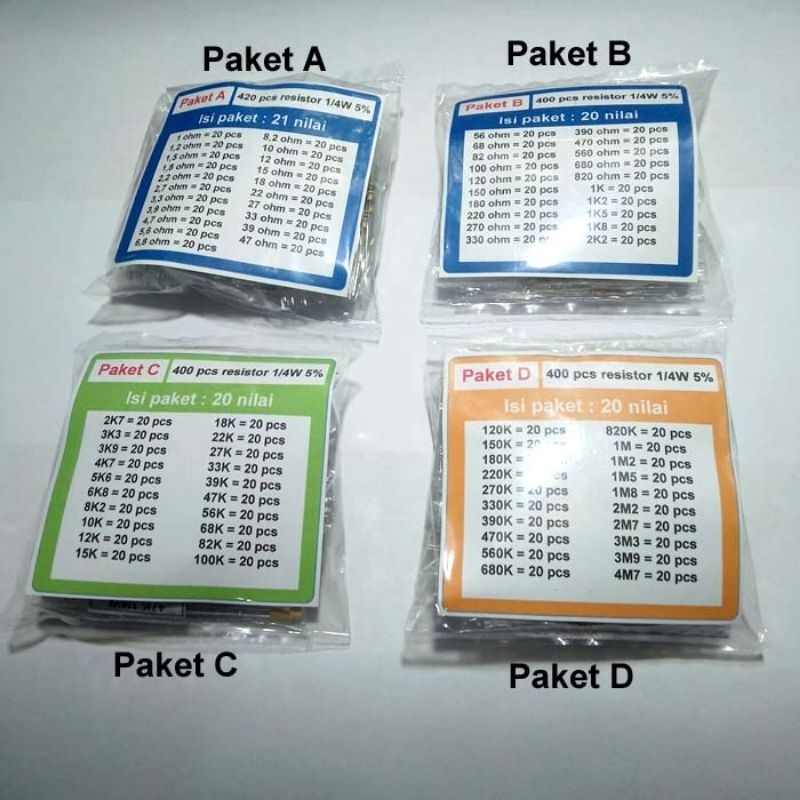 paket resistor carbon 1/4W 5%
