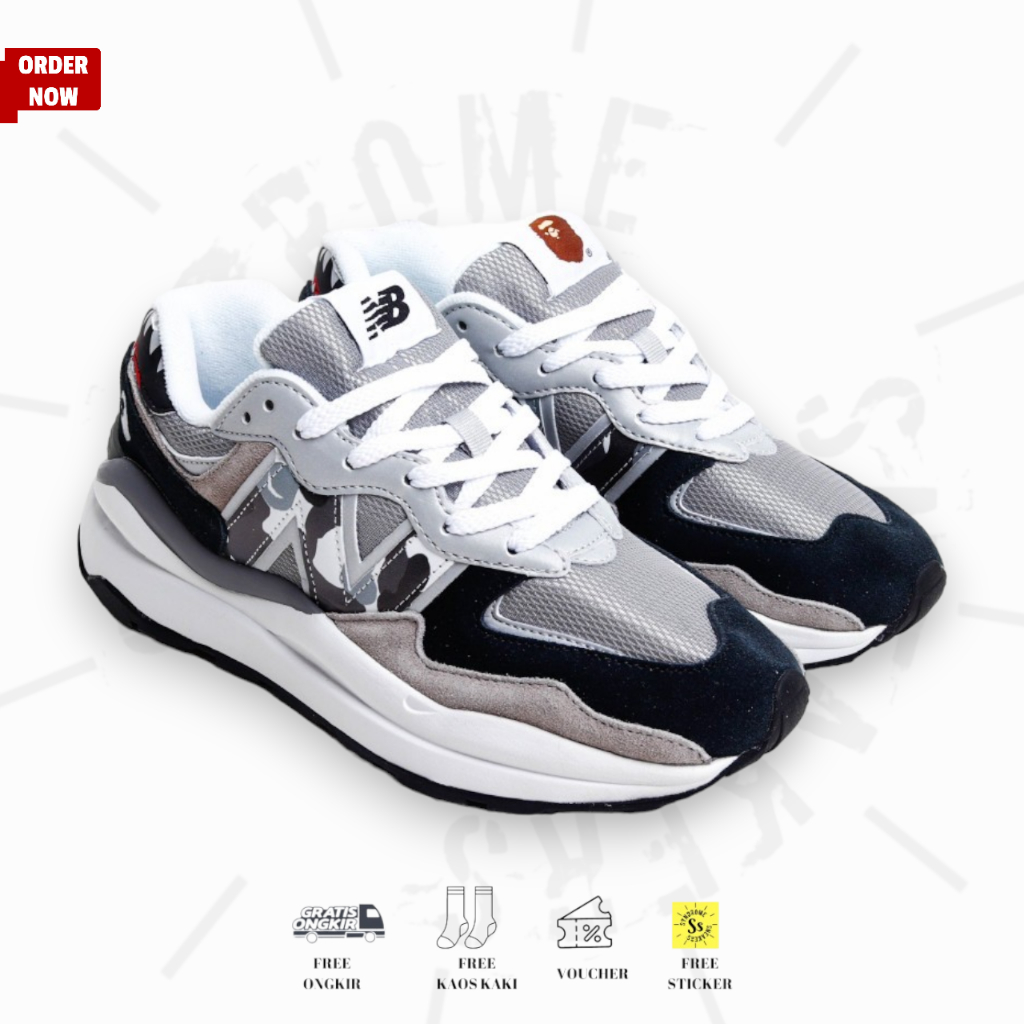 SEPATU NEW BALANCE 5740 X BAPE BLACK GREY M5740BAP ORIGINAL BNIB FULLTAG SUEDE LEATHER Sneakers Pria