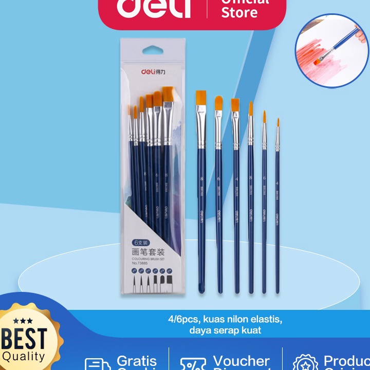 

TREND Deli set kuas warna biru 46pcs pack kombinasi bentuk kuas untuk memenuhi kebutuhan melukis 738X