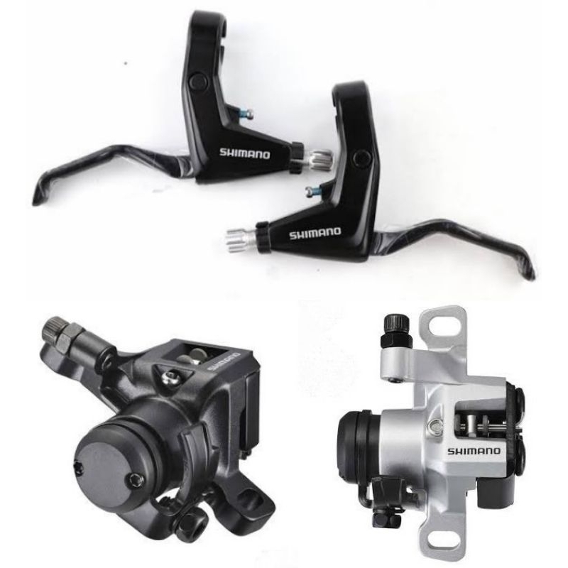 Groupset 1 paket : Diskbrake mekanik Shimano BR-M416 hitam -  Adaptor disc - Handle rem Shimano Aliv