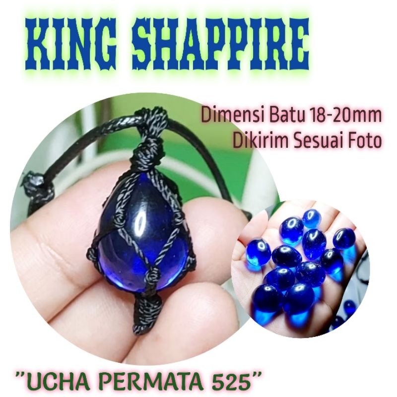 kalung batu akik blue cyclop papua / king safir / kalung lipan biru bulat bentuk telur