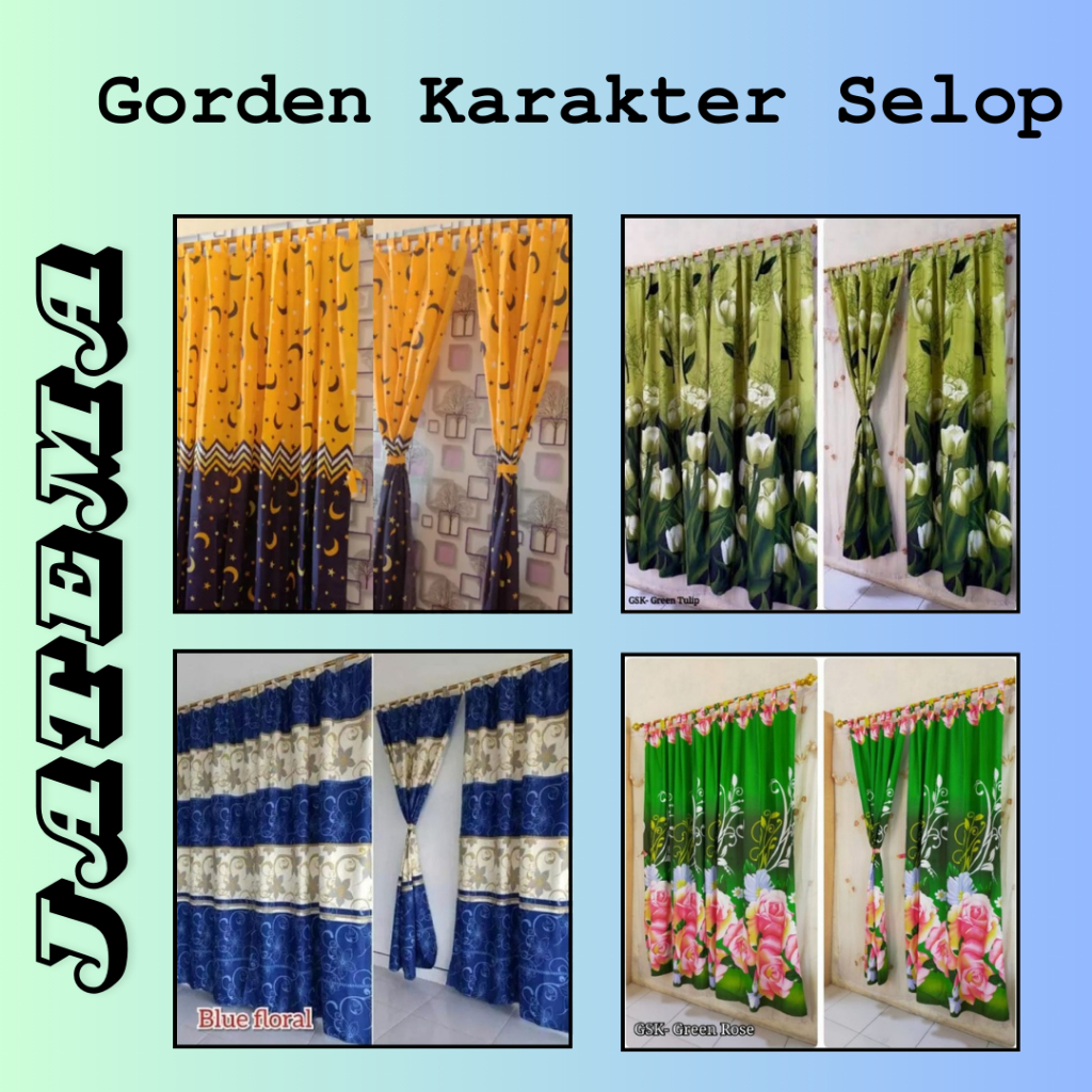 GORDEN PINTU KAMAR MOTIF KARAKTER  (TIPE SELOP) / GORDEN DISPERSE UKURAN 100x200