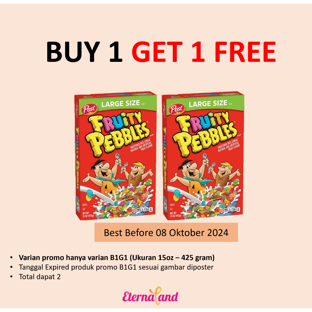 

Post Fruity Pebble 15 oz (425 gr) - sereal sarapan impor usa