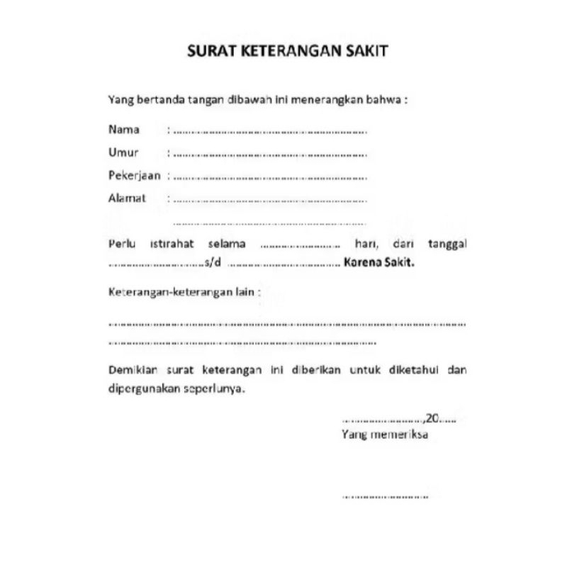 

surat izin istirahat