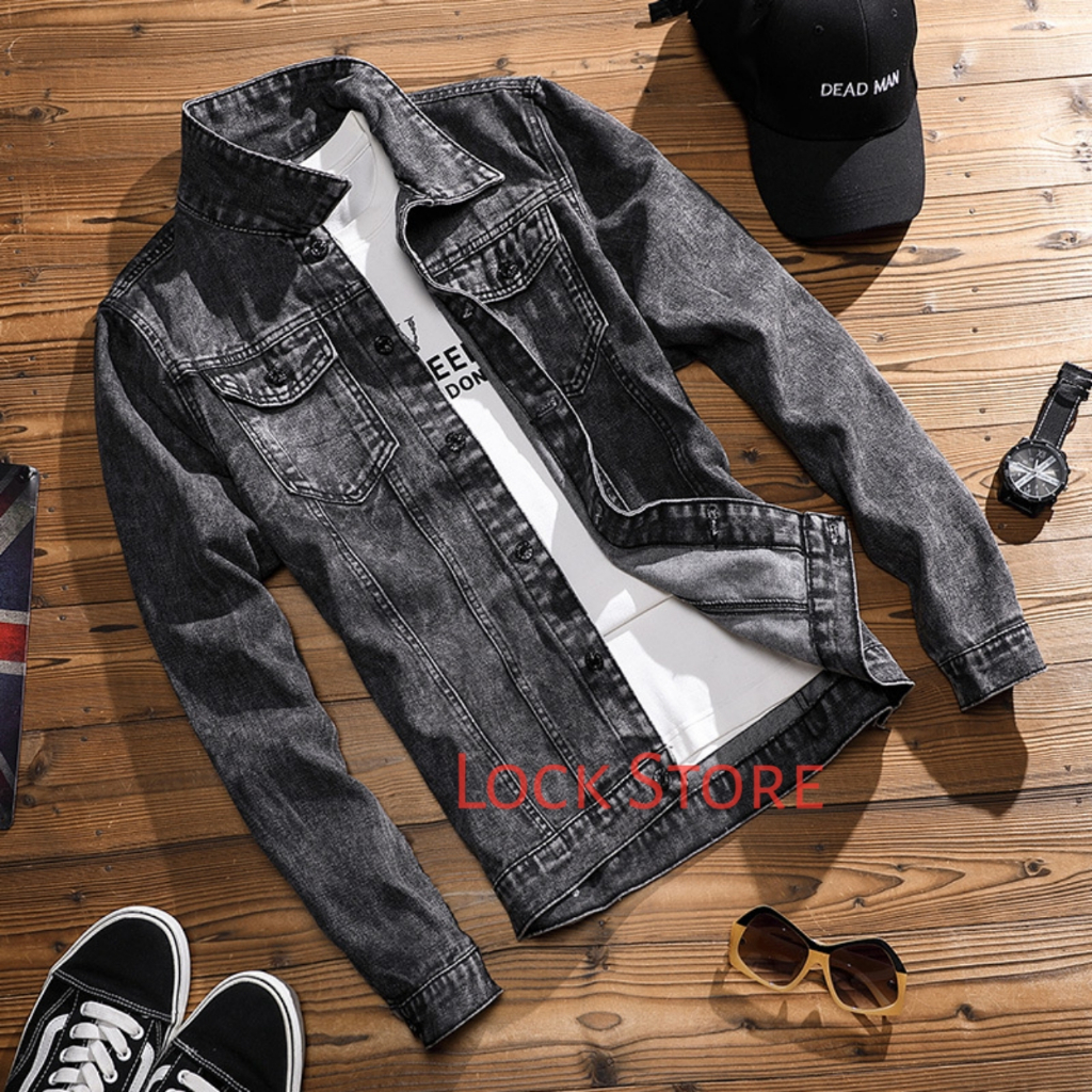 Jaket Denim Jeans Polos Abu || Jaket Fashion Pria Santai Korea