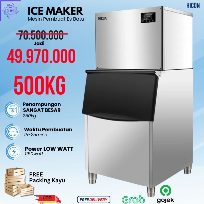 [Ready Tidak Po] Mesin Es Batu Kristal 500kg/24jam Komersial Ice Cube maker Hicon HLH-500