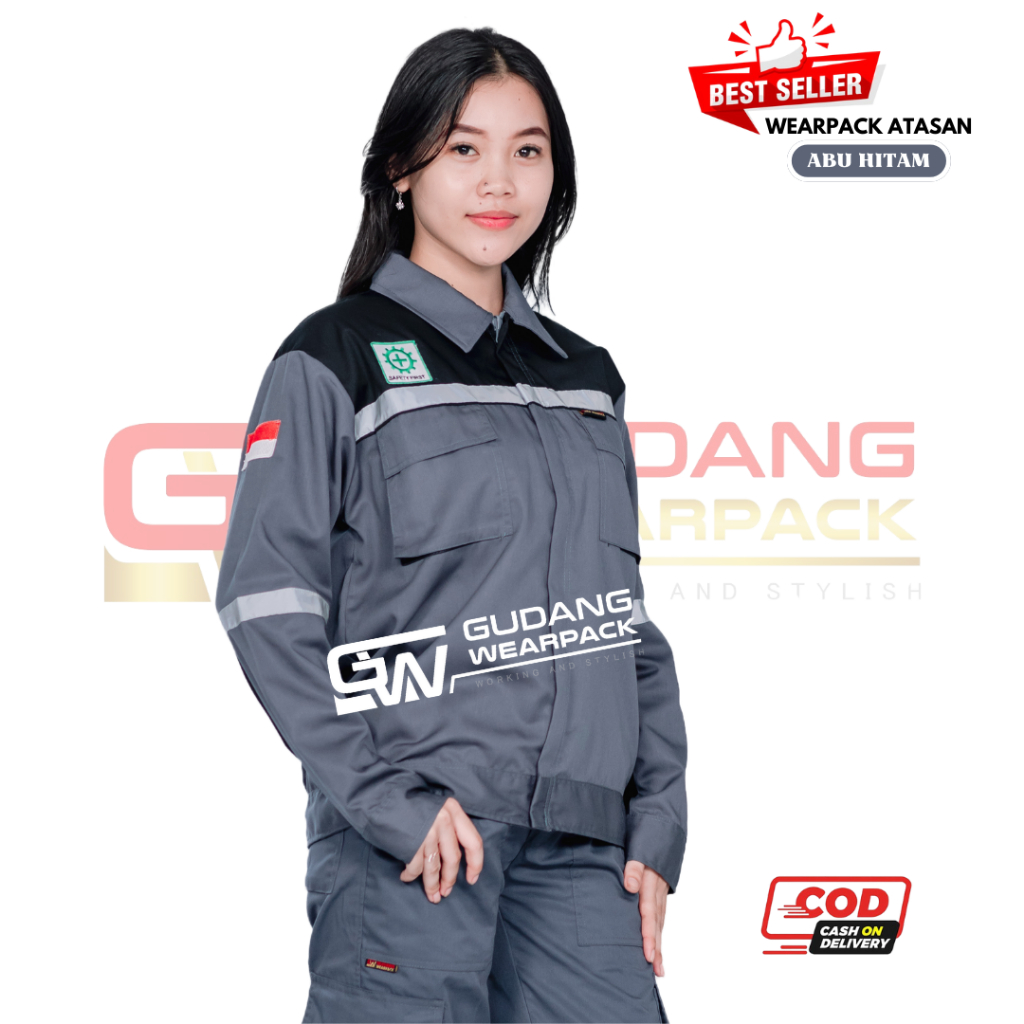 Wearpack Atasan Warna Abu Hitam (baju kerja) - gudang wearpack
